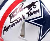 Drew Pearson Signed Cowboys 1976 Speed Mini Helmet w/America's Team- Prova
