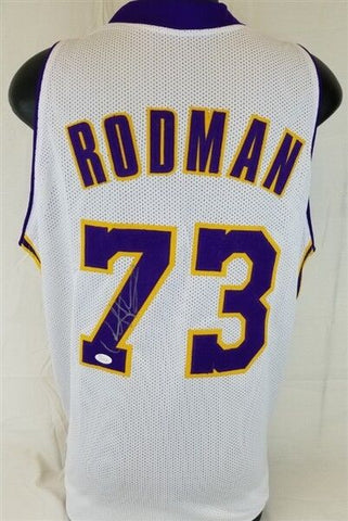 Dennis Rodman Signed Lakers Jersey (JSA) 5xNBA champion (1989, 1990, 1996-1998)