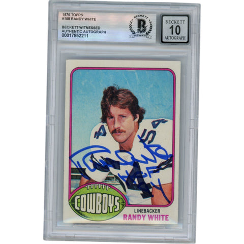 Randy White Autographed 1976 Topps #168 HOF Slabbed Trading Card Beckett 50656