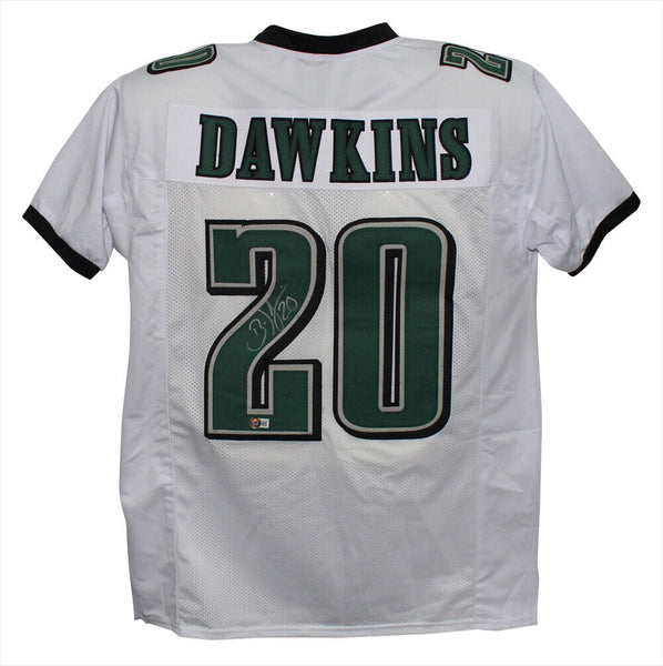 Brian Dawkins Autographed/Signed Pro Style White XL Jersey Beckett 38820