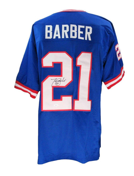 Tiki Barber Signed Blue Custom Football Jersey New York Giants JSA 186222