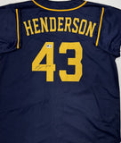 LOGAN HENDERSON Signed Custom Replica Navy Brewers Jersey AUTO - BAS