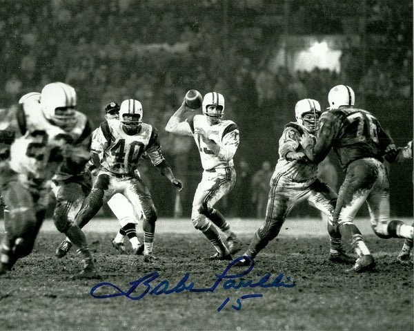 New York Jets quarterback BABE PARILLI Signed 8x10 Photo #1 AUTO - SB III Chmp