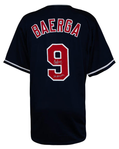 Carlos Baerga Signed Navy Custom Baseball Jersey w/3x All Star - (SCHWARTZ COA)
