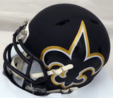 DREW BREES AUTOGRAPHED SAINTS AMP BLACK SPEED MINI HELMET IN GOLD BECKETT 179413