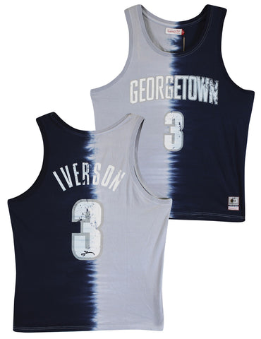 Georgetown Allen Iverson Signed Tie Dye Cotton M&N Tank Jersey BAS Witnessed