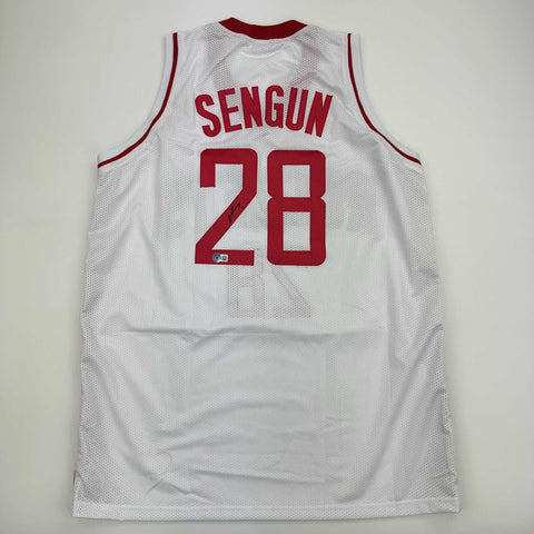 Autographed/Signed Alperen Sengun Houston White Basketball Jersey Beckett COA