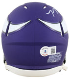 Vikings T.J. Hockenson Authentic Signed Speed Mini Helmet BAS Witnessed