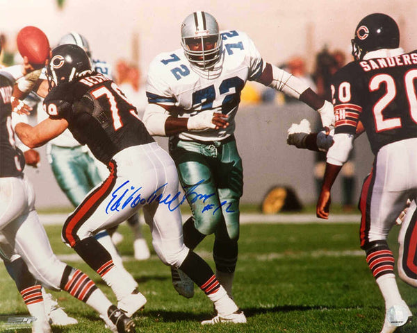 Ed 'Too Tall' Jones Signed Cowboys Action vs Bears 16x20 Photo - (SCHWARTZ COA)