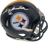 TERRY BRADSHAW AUTOGRAPHED STEELERS BLACK SPEED MINI HELMET BECKETT 185875