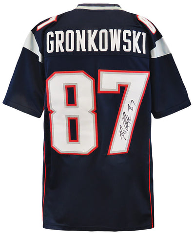 Rob Gronkowski Signed Navy Custom Football Jersey (NE PATRIOTS) (SCHWARTZ COA)