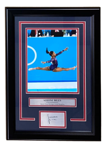 Simone Biles Framed 8x10 USA Gymnastics Photo 2 w/ Laser Engraved Signature