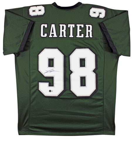 Jalen Carter Authentic Signed Green Pro Style Jersey Autographed BAS Witnessed 2