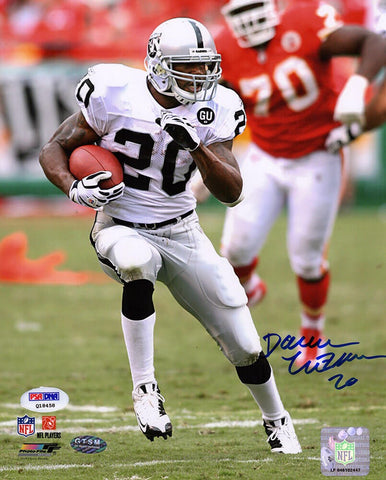 Darren McFadden Signed Raiders White Jersey vs Chiefs Action 8x10 Photo - (PS...