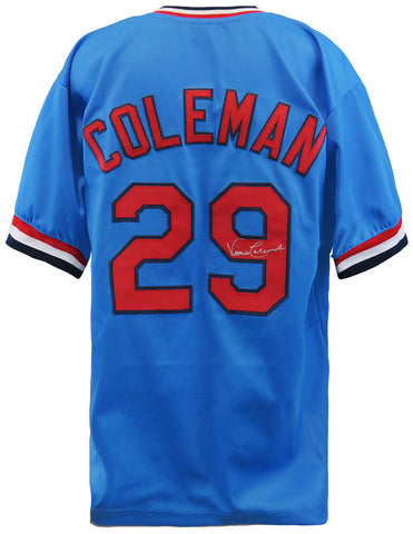 Vince Coleman (CARDINALS) Signed Blue Custom Baseball Jersey - (SCHWARTZ COA)