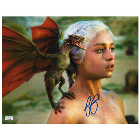 Emilia Clarke Autographed Game of Thrones Daenerys Targaryen 11x14 Scene Photo
