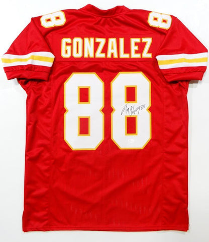 Tony Gonzalez Autographed Red w/ Yellow Pro Style Jersey- JSA Witnessed Auth *R8