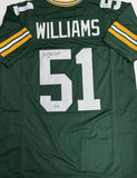 BRIAN WILLIAMS Signed Replica Green Jersey - Green Bay Packers - JSA