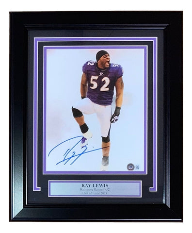 Ray Lewis Signed Framed 8x10 Baltimore Ravens Pre-Game Photo BAS ITP