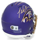 Terrell Suggs Autographed Ravens Purple 2026 Alternate Speed Mini Helmet Beckett