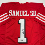 Autographed/Signed Deebo Samuel San Francisco Red Alternate Jersey JSA COA