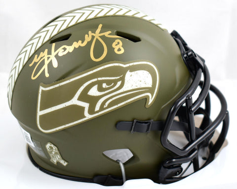 Matt Hasselbeck Signed Seahawks Salute to Service Speed Mini Helmet- Beckett W
