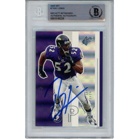 Ray Lewis Autographed/Signed 2005 Upper Deck SPx 7 Trading Card Beckett 47944