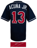 Ronald Acuna Jr. (BRAVES) Signed Navy Custom Baseball Jersey - (BECKETT COA)