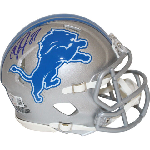 Calvin Johnson Autographed/Signed Detroit Lions Mini Helmet Beckett 44102