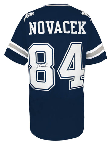 Jay Novacek (COWBOYS) Signed Navy Custom Football Jersey - (SCHWARTZ COA)