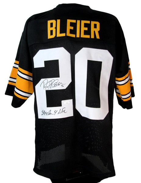 Rocky Bleier Steelers Signed/Inscribed Custom Black Football Jersey JSA 147462