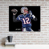 Tom Brady New England Patriots 16x20 Canvas Giclee Print-Signed by Bill Lopa