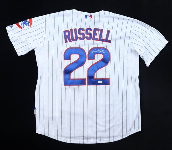 Addison Russell Signed Chicago Cubs Majestic Authentic Jersey (JSA) 2016 Champs
