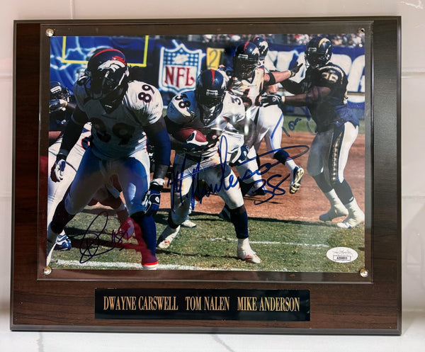 Dwayne Carswell Tom Nalen Mike Anderson Triple Autographed 8x10 Plaque JSA COA