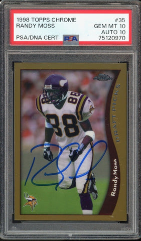 1998 Topps Chrome #35 Randy Moss RC Rookie On Card PSA 10/10 Auto GEM MINT