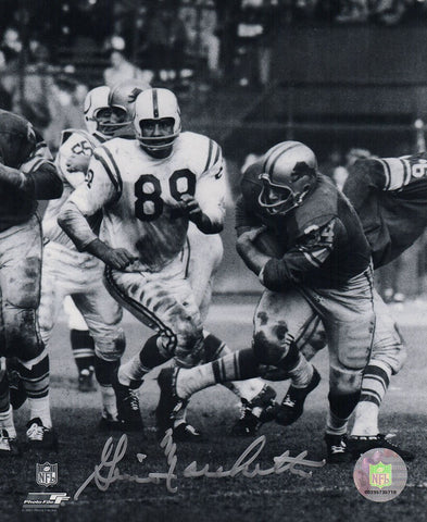 Gino Marchetti Signed Colts B&W Action vs Lions 8x10 Photo - (SCHWARTZ COA)