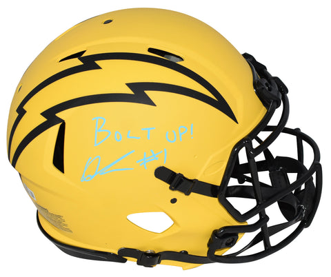 QUENTIN JOHNSTON SIGNED LOS ANGELES CHARGERS RAVE AUTHENTIC HELMET W/ BOLT UP