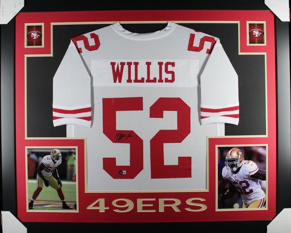 Patrick Willis Autographed Pro Style White XL Framed Jersey 35x43 Beckett 53769