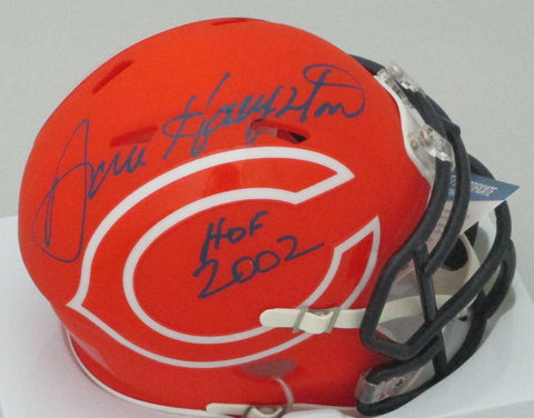Bears Hall of Famer DAN HAMPTON Signed AMP Mini Helmet AUTO w/ "HOF 02" - BCA