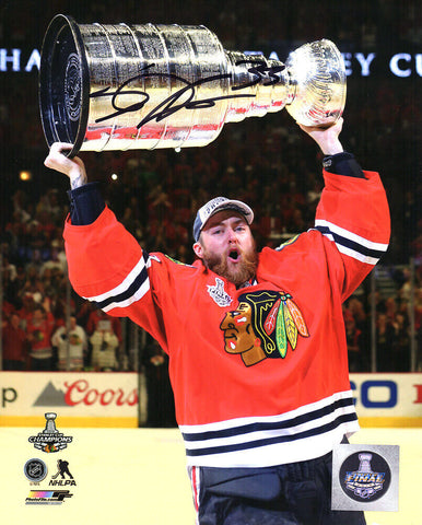 Scott Darling Signed Blackhawks Holding 2015 Stanley Cup 8x10 Photo - (SS COA)