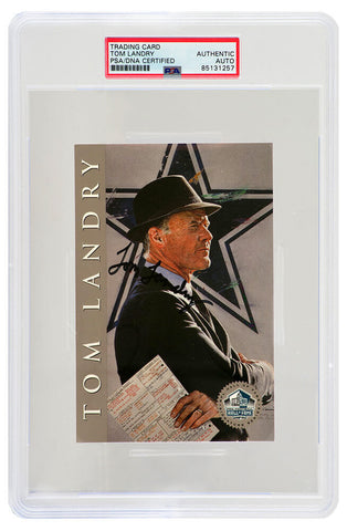 Tom Landry Signed Hall of Fame Signature Series 4x6 Card - (PSA Encapsulated)