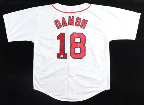 Johnny Damon Signed Boston Red Sox White Home Jersey (JSA) 2xWorld Series Champ