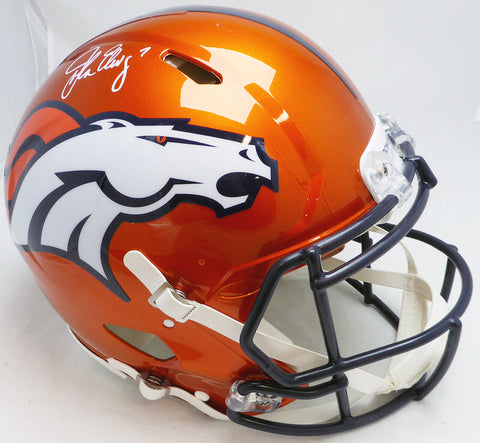 John Elway Autographed Broncos Flash Full Size Auth Helmet (Marks) Beckett