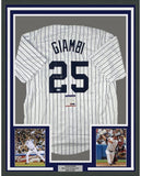 FRAMED Autographed/Signed JASON GIAMBI 35x39 Pinstripe Jersey PSA COA