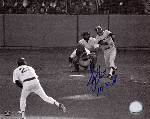 Bucky Dent Signed Yankees 1978 ALCS Home Run B&W 8x10 Photo w/10-2-78 - (SS COA)