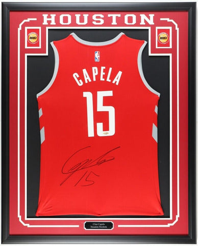 Clint Capella Signed Rockets 35"x43" Framed Jersey (Tristar) 2021 Rebound Leader