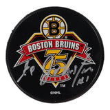 Ed Johnstone Signed Boston Bruin 75th Anniversary Logo Hockey Puck (Beckett COA)