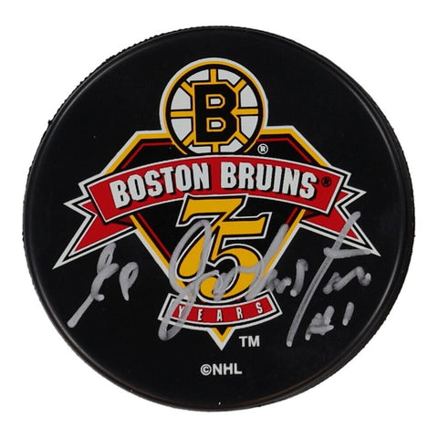 Ed Johnstone Signed Boston Bruin 75th Anniversary Logo Hockey Puck (Beckett COA)