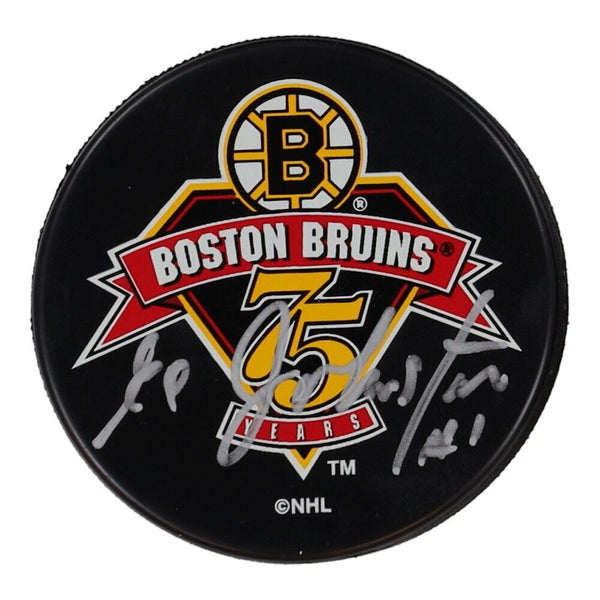 Ed Johnstone Signed Boston Bruin 75th Anniversary Logo Hockey Puck (Beckett COA)