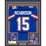 Framed Autographed/Signed Anthony Richardson 35x39 Florida Blue Jersey JSA COA